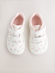 White Floral Barefoot Leather Touch Fastening Trainers - Image 4 of 8