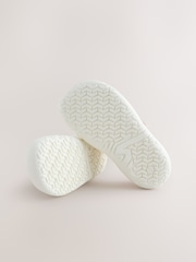 White Floral Barefoot Leather Touch Fastening Trainers - Image 6 of 8