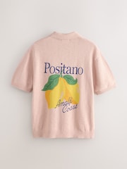 Pink Relaxed Fit Positano Amalfi Back Graphic Knitted Shirt - Image 5 of 7