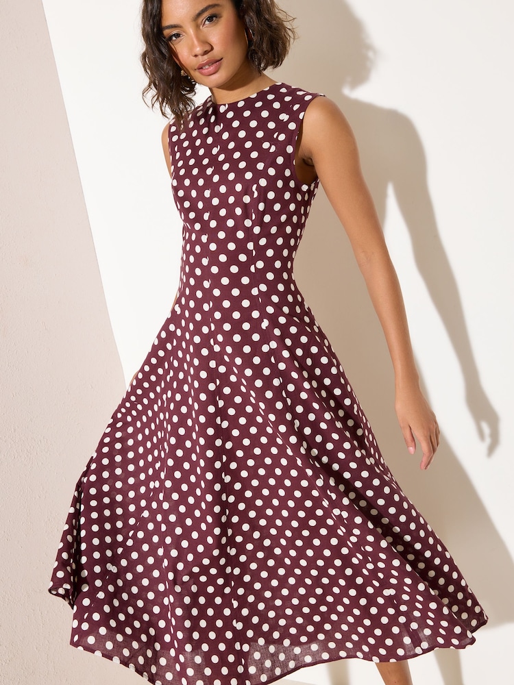 棕色斑点 - Friends Like These Sleeveless Midi Dress - 5的图像2｝