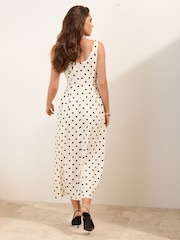 Friends Like These White & Black Polka Dot Full Prom Skirt Midi Dress - Image 4 of 4