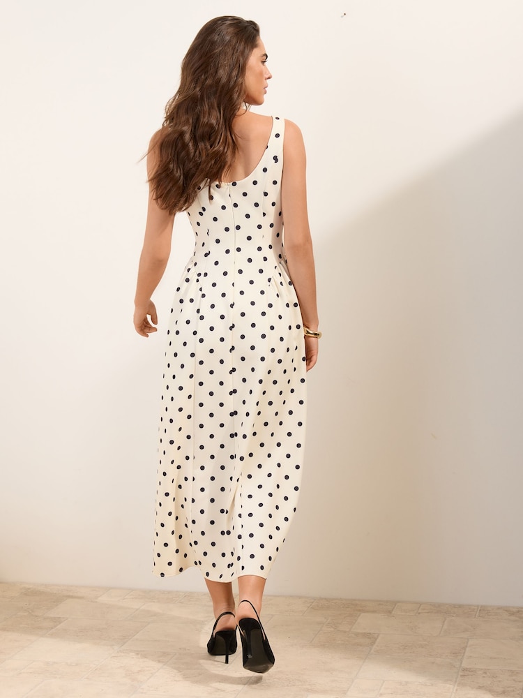 Friends Like These White & Black Polka Dot Full Prom Skirt Midi Dress - Image 4 of 4 Friends Like These White & Black Polka Dot Full Prom Skirt Midi Dress - Image 4 of 4