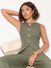 Khakigrün - Friends Like These Button Detail Peplum Waistcoat Jumpsuit - Bild 2 von 5