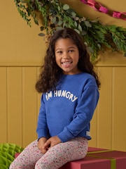 Joules Kids' Sundaze Bright Blue Slogan Crew Neck Sweatshirt - Image 1 of 9