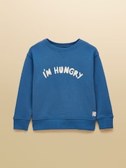 Joules Kids' Sundaze Bright Blue Slogan Crew Neck Sweatshirt - Image 5 of 9