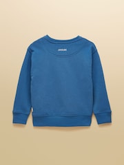 Joules Kids' Sundaze Bright Blue Slogan Crew Neck Sweatshirt - Image 6 of 9