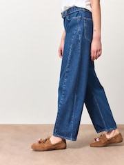 כחול כהה - Belted Barrel Jeans - תמונה 4 מתוך 5