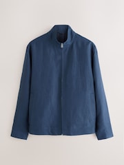 Navy Blue N. Premium 100% Linen Funnel Jacket - Image 1 of 5