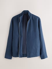 Navy Blue N. Premium 100% Linen Funnel Jacket - Image 2 of 5