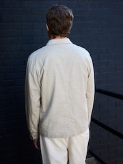 Neutral Smart Textured Chore Jacket with Linen - Image 3 of 10