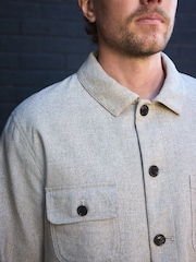 Neutral Smart Textured Chore Jacket with Linen - Image 4 of 10