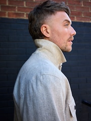 Neutral Smart Textured Chore Jacket with Linen - Image 5 of 10