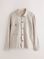 Neutral Smart Textured Chore Jacket with Linen - Image 6 of 10