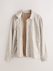 Neutral Smart Textured Chore Jacket with Linen - Image 7 of 10