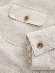 Neutral Smart Textured Chore Jacket with Linen - Image 9 of 10