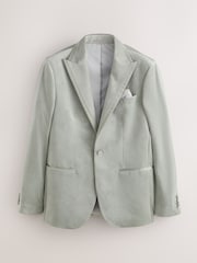Sage Green Slim Fit Velvet Blazer - Image 10 of 15
