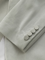 Sage Green Slim Fit Velvet Blazer - Image 11 of 15