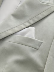 Sage Green Slim Fit Velvet Blazer - Image 12 of 15