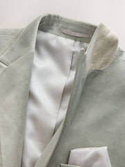 Sage Green Slim Fit Velvet Blazer - Image 14 of 15