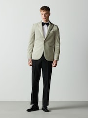 Sage Green Slim Fit Velvet Blazer - Image 4 of 15