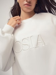 OSIA White Crew Neck Oversized Sweatshirt - Image 4 of 4