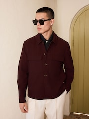 Burgundy Red Smart Textured Twin Pocket Shacket - Image 1 of 13