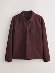 Burgundy Red Smart Textured Twin Pocket Shacket - Image 10 of 13