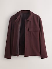 Burgundy Red Smart Textured Twin Pocket Shacket - Image 11 of 13