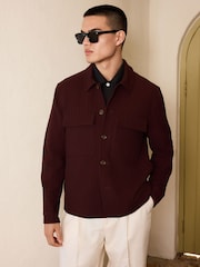 Burgundy Red Smart Textured Twin Pocket Shacket - Image 3 of 13