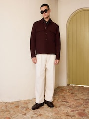 Burgundy Red Smart Textured Twin Pocket Shacket - Image 4 of 13