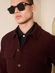 Burgundy Red Smart Textured Twin Pocket Shacket - Image 6 of 13