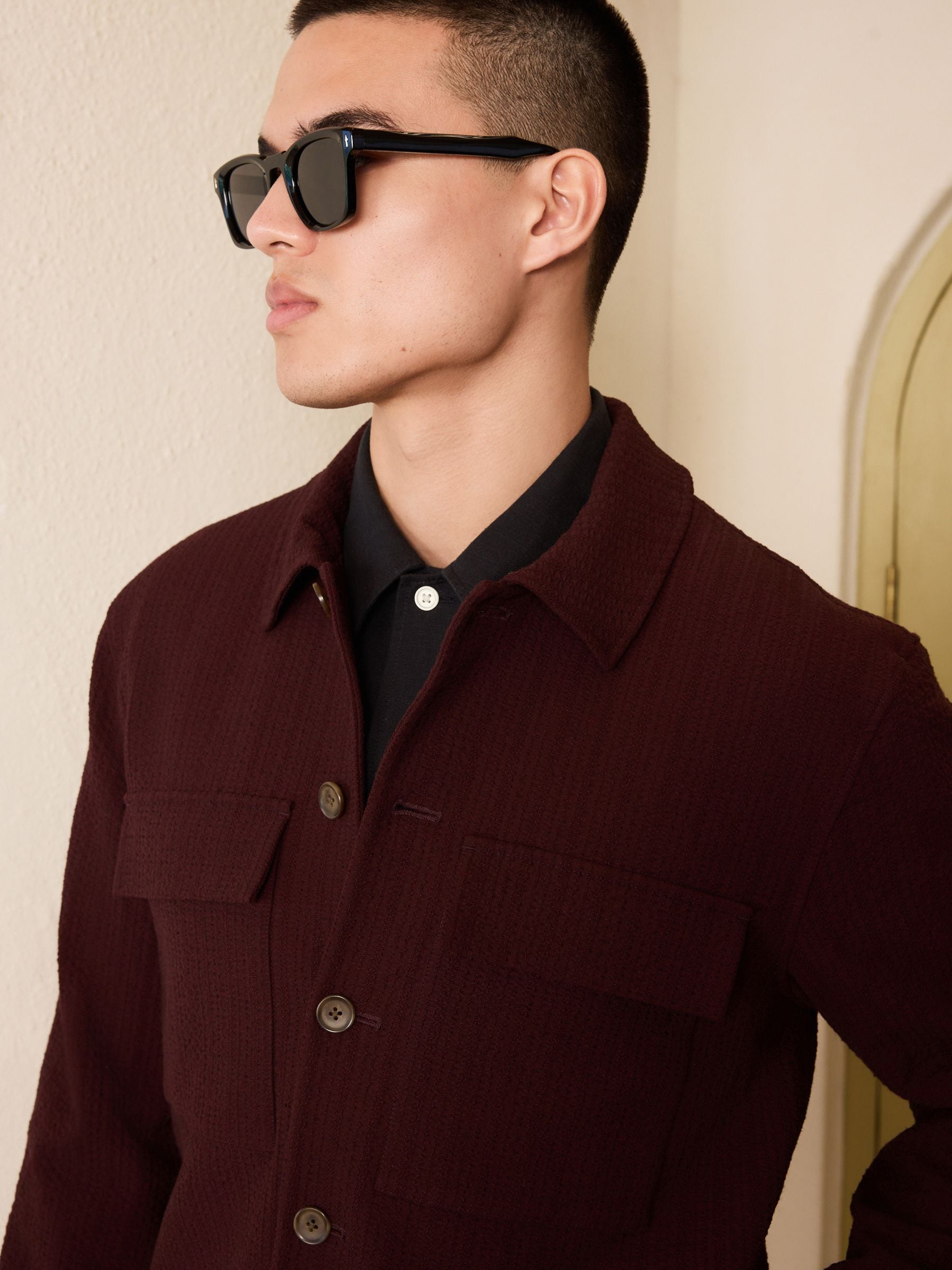 Buy Burgundy Red Smart Textured Twin Pocket Shacket from Next India