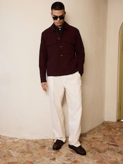 Burgundy Red Smart Textured Twin Pocket Shacket - Image 9 of 13