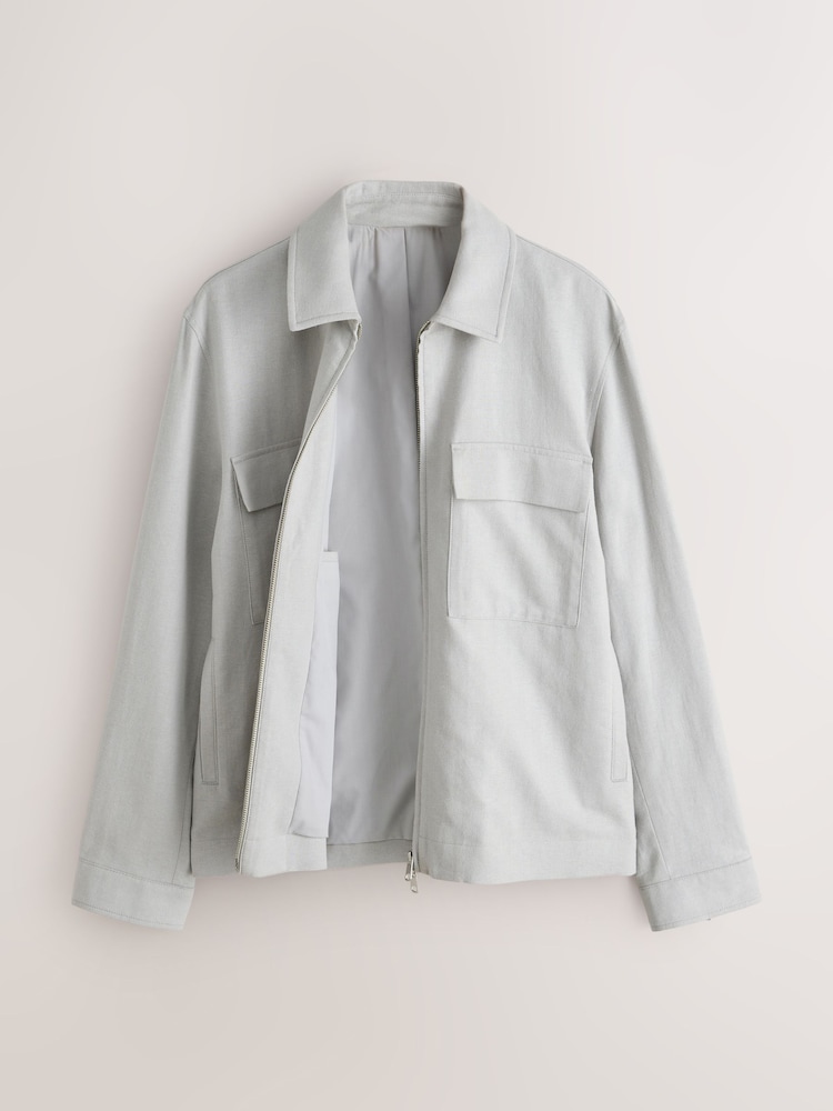 Light Grey N. Premium Linen Blend Herringbone Jacket - Image 2 of 4