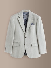 Light Grey Regular Fit Signature Wool Blend Herringbone Nova Fides Blazer - Image 1 of 6