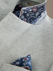 Light Grey Regular Fit Signature Wool Blend Herringbone Nova Fides Blazer - Image 4 of 6