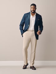 Navy Blue Muscle Fit N. Premium Linen Blend Blazer with Stretch and Tencel Lyocell - Image 2 of 11