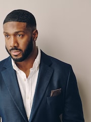 Navy Blue Muscle Fit N. Premium Linen Blend Blazer with Stretch and Tencel Lyocell - Image 4 of 11
