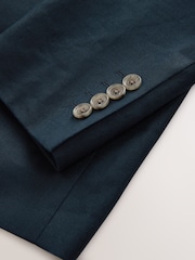 Navy Blue Muscle Fit N. Premium Linen Blend Blazer with Stretch and Tencel Lyocell - Image 8 of 11