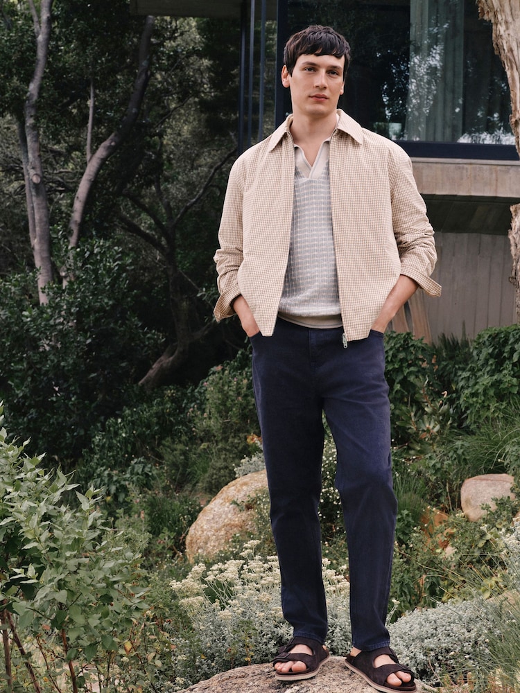 Neutralny - Textured Gingham Zip Through Jacket - Obraz 2 z 10 Neutralny - Textured Gingham Zip Through Jacket - Obraz 2 z 10