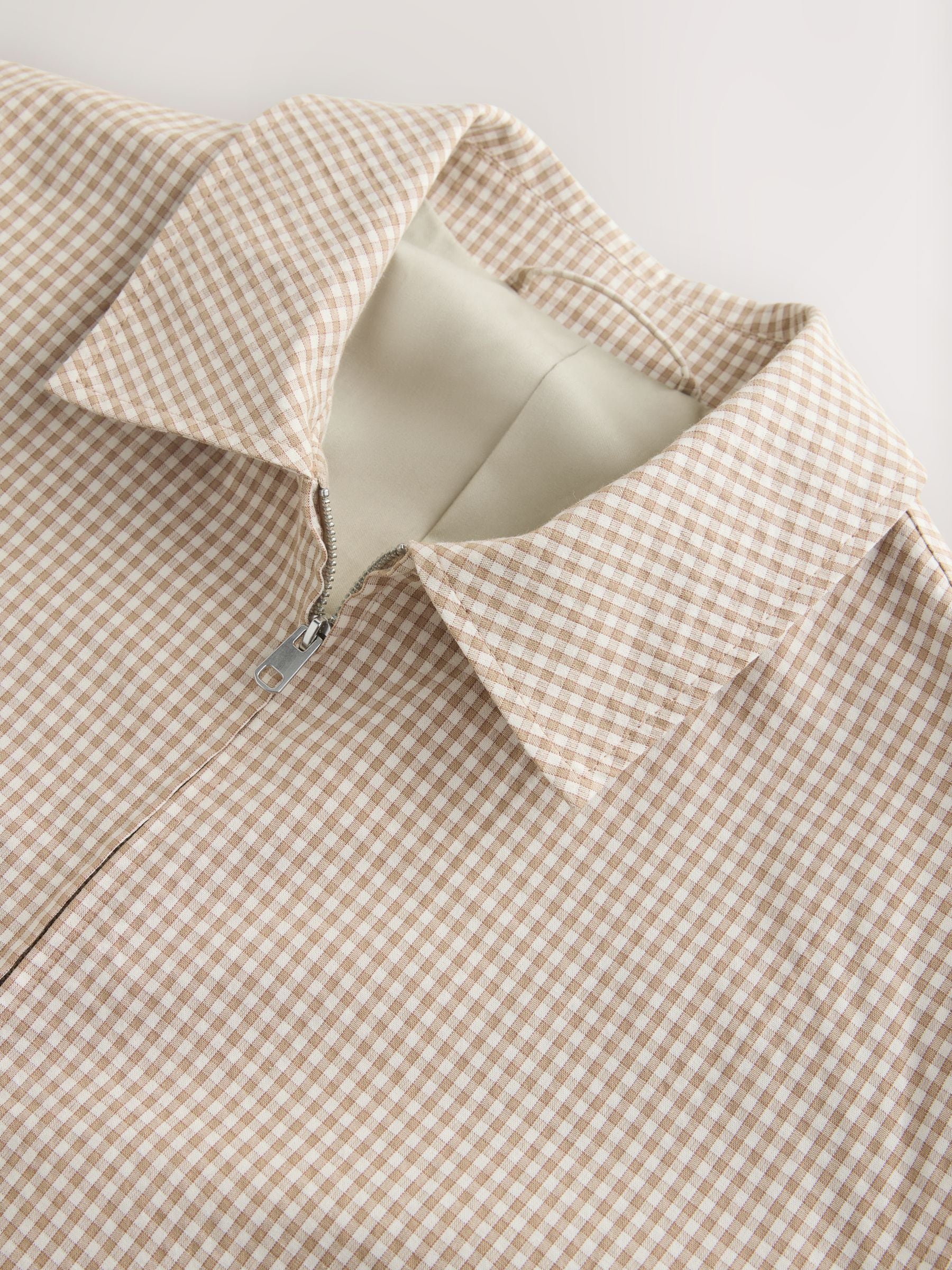 Buy Neutral Textured Gingham Zip Through Jacket from Next USA