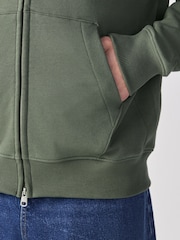 Khaki Green Cotton Rich Lightweight Jersey Zip Through Hoodie - Image 5 of 9