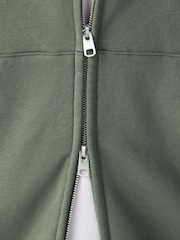 Khaki Green Cotton Rich Lightweight Jersey Zip Through Hoodie - Image 6 of 9