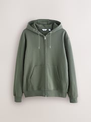 Khaki Green Cotton Rich Lightweight Jersey Zip Through Hoodie - Image 7 of 9