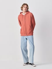 Light Orange Cotton Rich Lightweight Jersey Zip Through Hoodie - Image 2 of 9