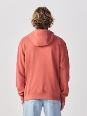 Light Orange Cotton Rich Lightweight Jersey Zip Through Hoodie - Image 3 of 9