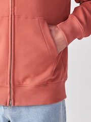 Light Orange Cotton Rich Lightweight Jersey Zip Through Hoodie - Image 4 of 9