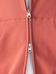 Light Orange Cotton Rich Lightweight Jersey Zip Through Hoodie - Image 6 of 9