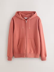 Light Orange Cotton Rich Lightweight Jersey Zip Through Hoodie - Image 7 of 9