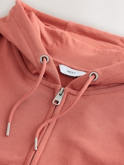 Light Orange Cotton Rich Lightweight Jersey Zip Through Hoodie - Image 8 of 9